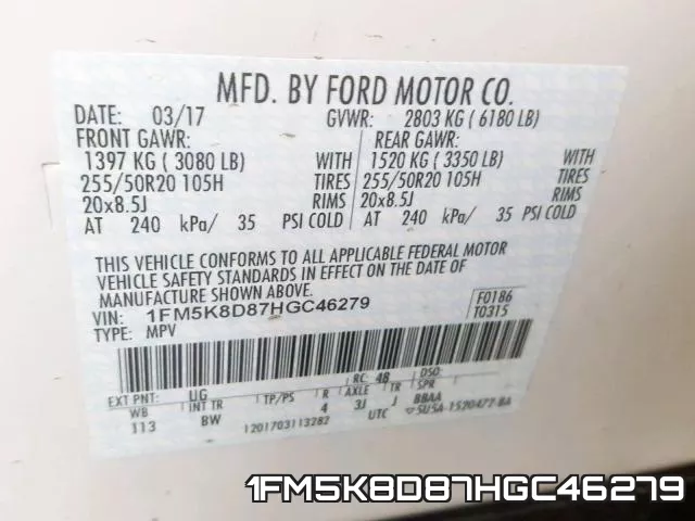 1FM5K8D87HGC46279 фото 2