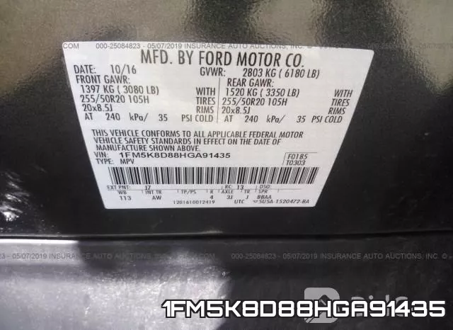 1FM5K8D88HGA91435 фото 10