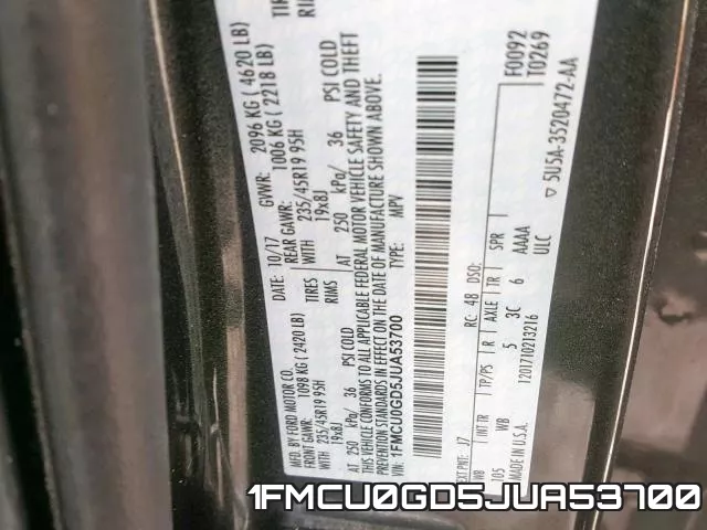 1FMCU0GD5JUA53700 фото 2