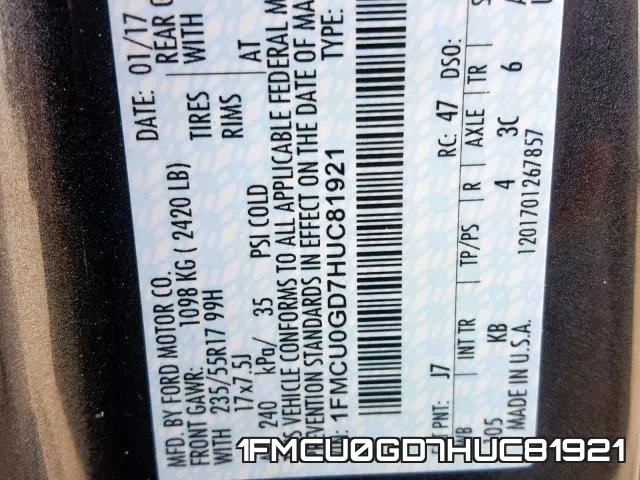 1FMCU0GD7HUC81921 фото 2