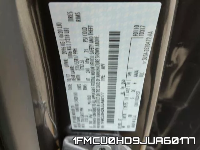 1FMCU0HD9JUA60177 фото 2