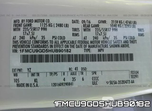 1FMCU9GD5HUB90182 фото 10