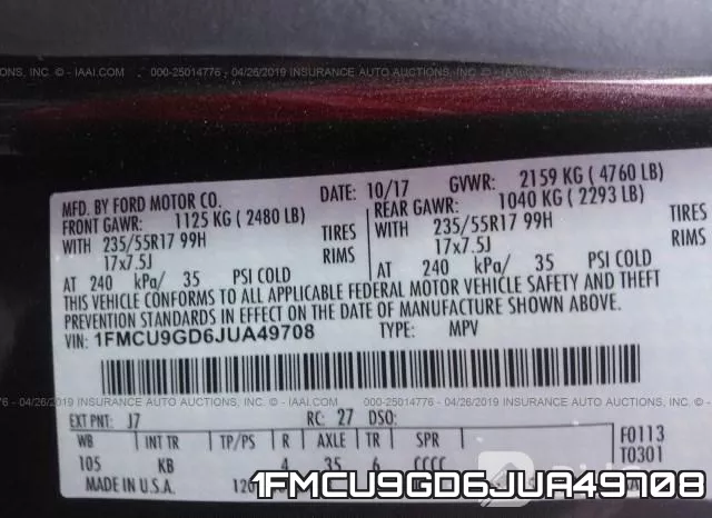 1FMCU9GD6JUA49708 фото 10