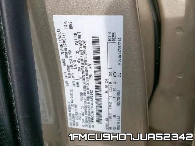 1FMCU9HD7JUA52342 фото 2