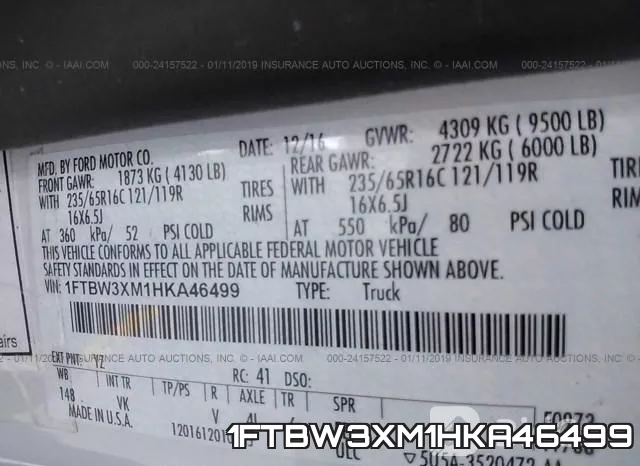 1FTBW3XM1HKA46499 фото 10