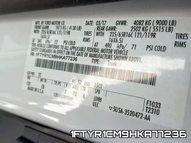 1FTYR1CM9HKA77236 фото 2