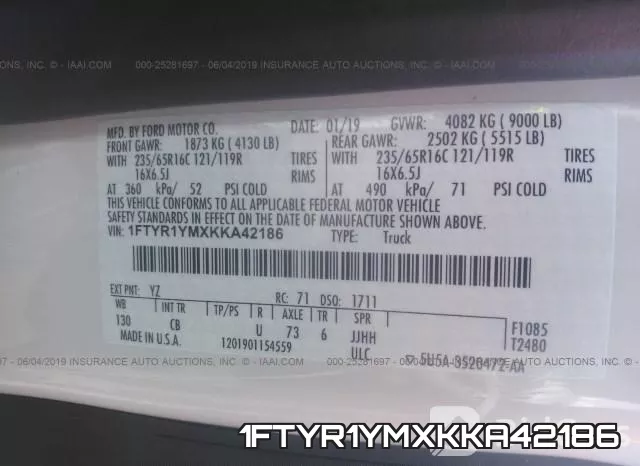 1FTYR1YMXKKA42186 фото 10