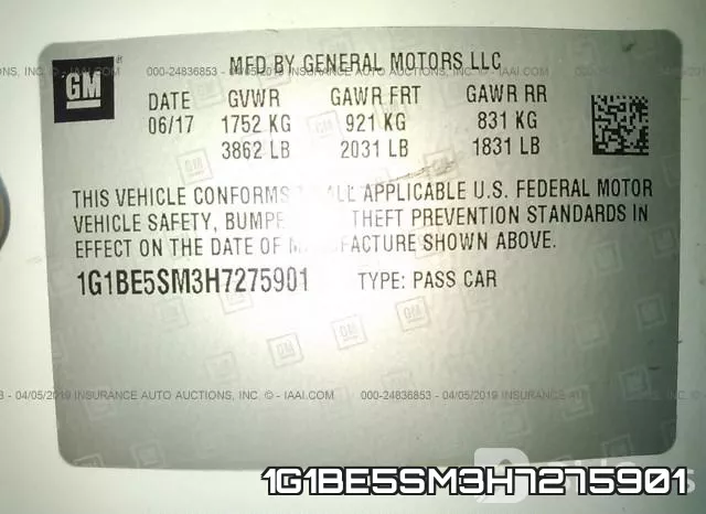 1G1BE5SM3H7275901 фото 9