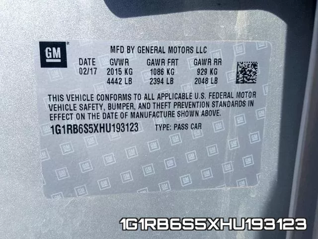 1G1RB6S5XHU193123 фото 2
