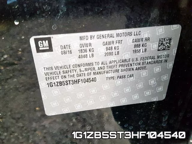 1G1ZB5ST3HF104540 фото 2