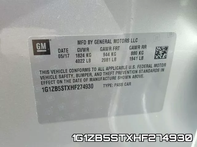1G1ZB5STXHF274930 фото 2