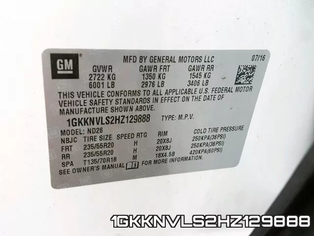1GKKNVLS2HZ129888 фото 2