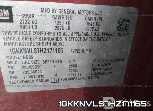 1GKKNVLS7HZ171165 фото 10