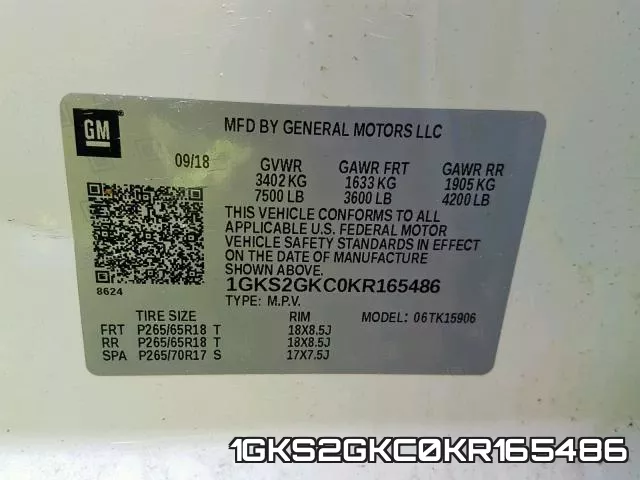 1GKS2GKC0KR165486 фото 2