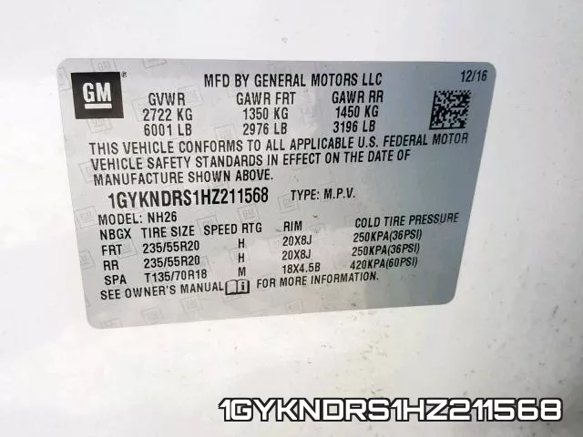 1GYKNDRS1HZ211568 фото 2