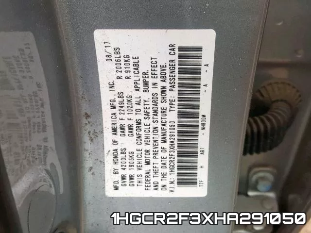 1HGCR2F3XHA291050 фото 2