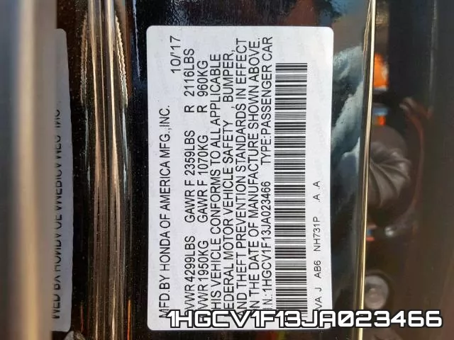 1HGCV1F13JA023466 фото 2