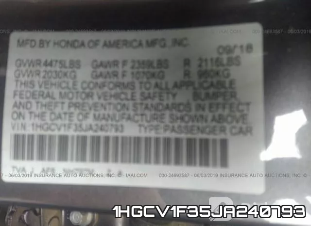 1HGCV1F35JA240793 фото 10