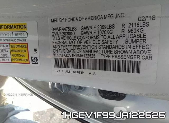 1HGCV1F99JA122525 фото 10