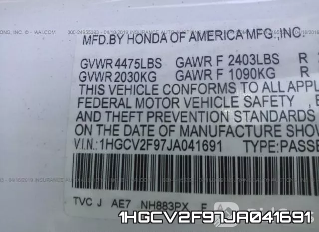 1HGCV2F97JA041691 фото 10