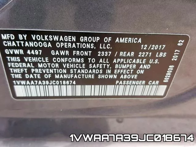 1VWAA7A39JC018674 фото 2