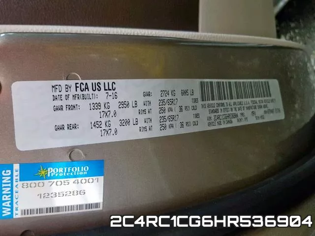 2C4RC1CG6HR536904 фото 2