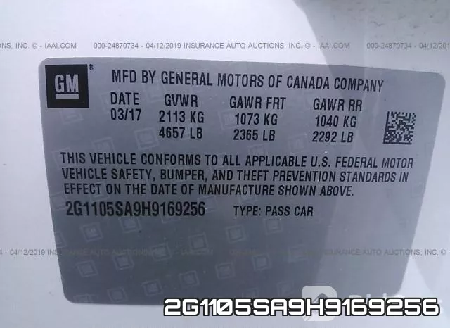 2G1105SA9H9169256 фото 10