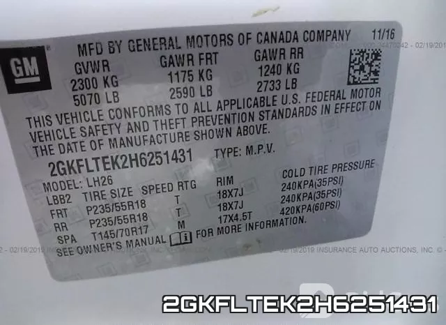 2GKFLTEK2H6251431 фото 10