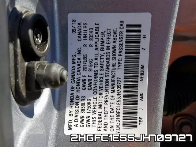 2HGFC1E55JH709727 фото 2