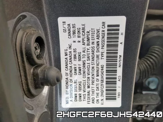 2HGFC2F68JH542440 фото 2