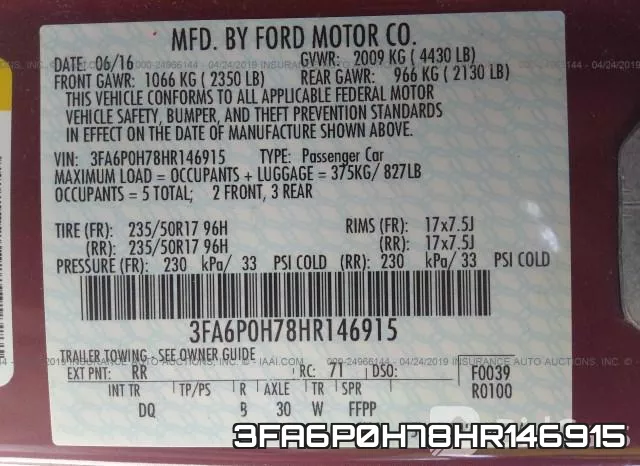 3FA6P0H78HR146915 фото 10