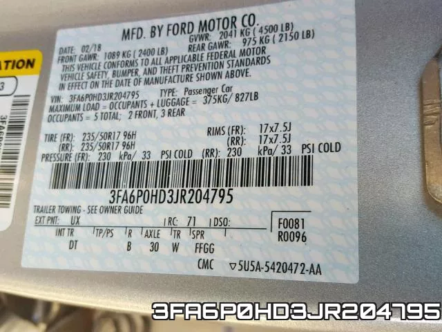 3FA6P0HD3JR204795 фото 2