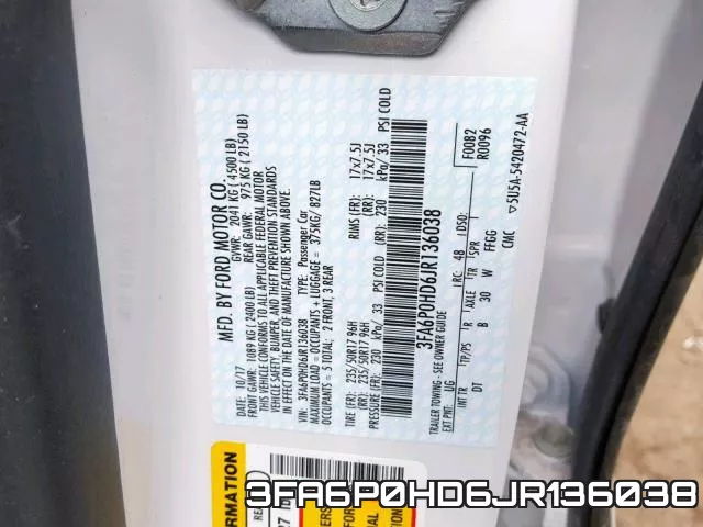 3FA6P0HD6JR136038 фото 2