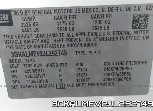 3GKALMEV2JL292749 фото 10