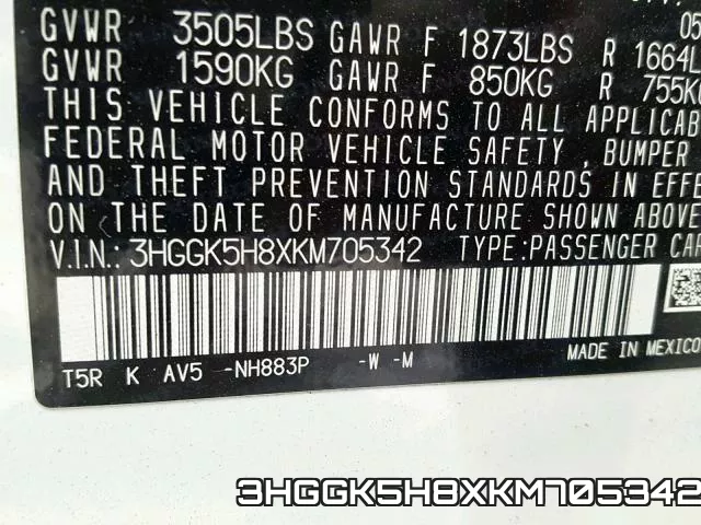 3HGGK5H8XKM705342 фото 2