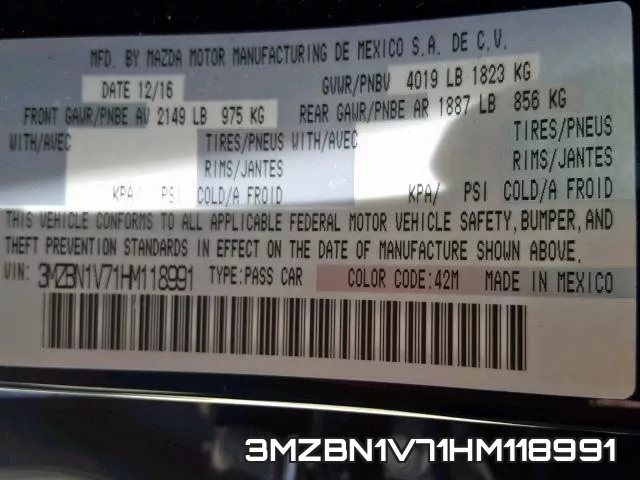 3MZBN1V71HM118991 фото 2