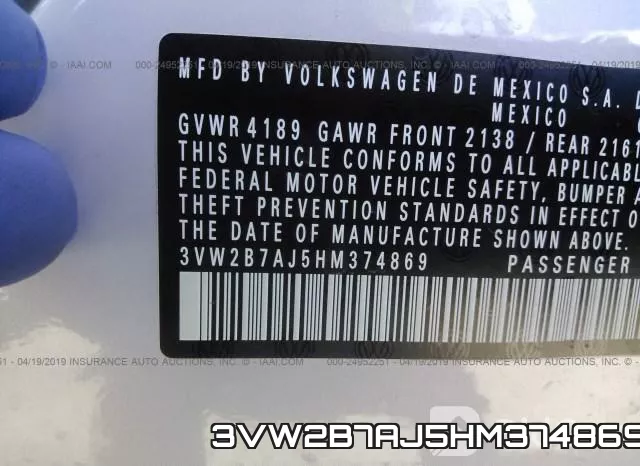 3VW2B7AJ5HM374869 фото 10