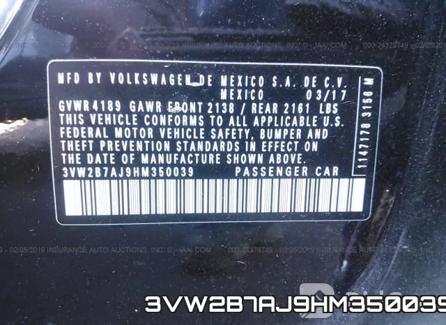 3VW2B7AJ9HM350039 фото 10