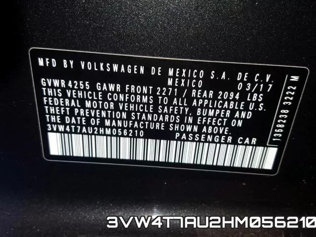 3VW4T7AU2HM056210 фото 2