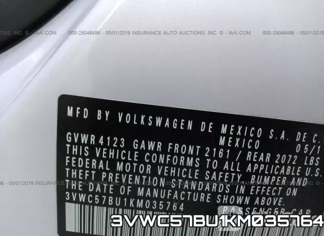 3VWC57BU1KM035764 фото 10