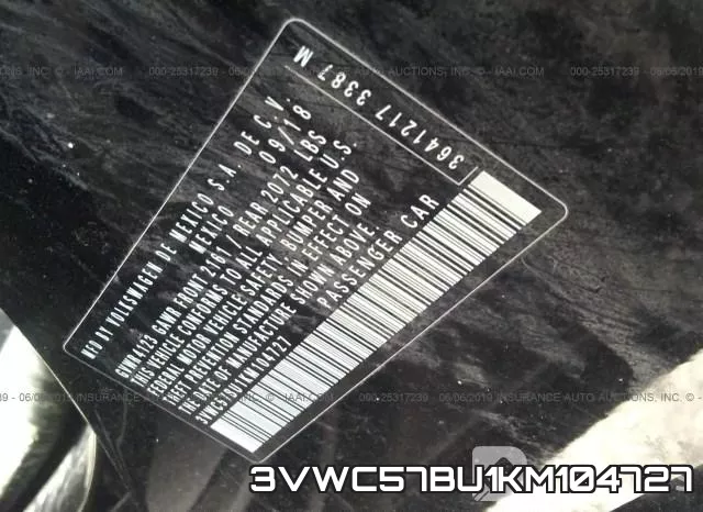 3VWC57BU1KM104727 фото 10