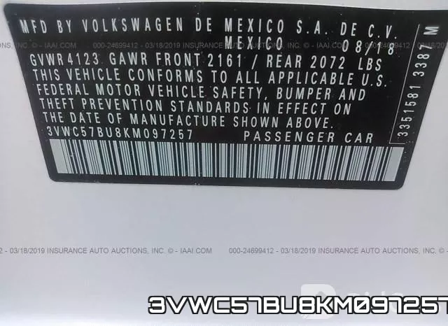 3VWC57BU8KM097257 фото 10