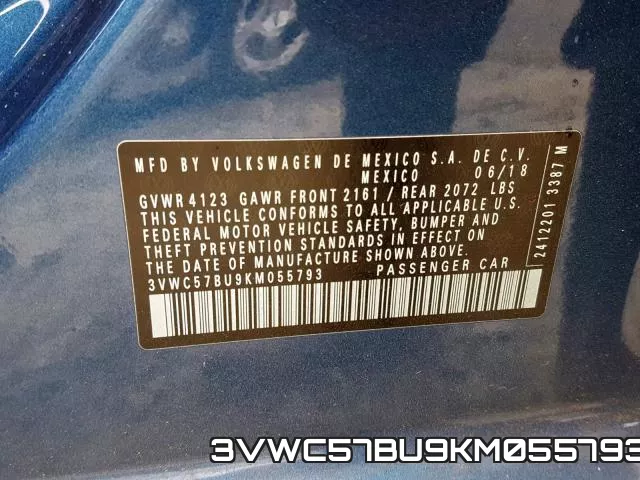3VWC57BU9KM055793 фото 2