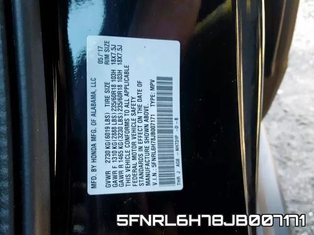 5FNRL6H78JB007171 фото 2