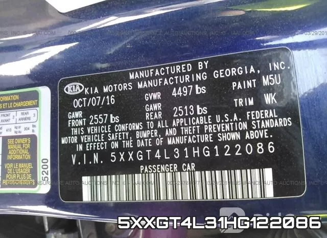 5XXGT4L31HG122086 фото 10