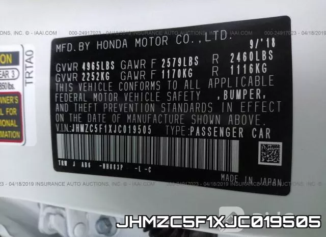 JHMZC5F1XJC019505 фото 10