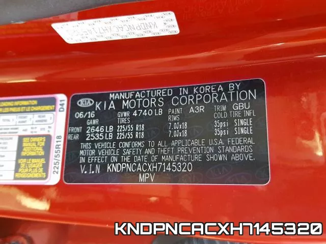 KNDPNCACXH7145320 фото 2