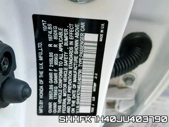 SHHFK7H40JU403790 фото 2