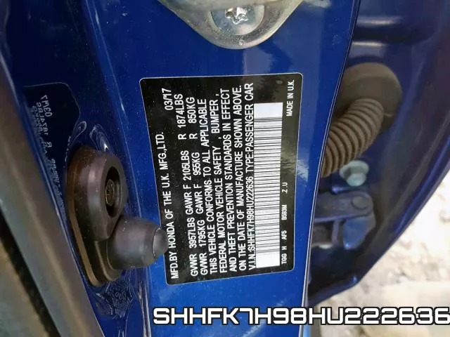 SHHFK7H98HU222636 фото 2