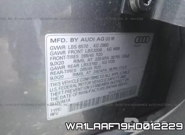WA1LAAF79HD012229 фото 10